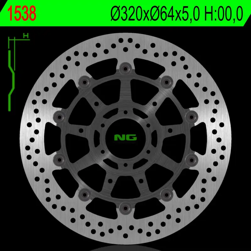 Omezená Nabídka NG přední brzdový kotouč BMW S 1000R/RR 13-20, HP4 12-17, S100XR 17-19 (320X64X5,0mm) (6X8,5mm) plovoucí