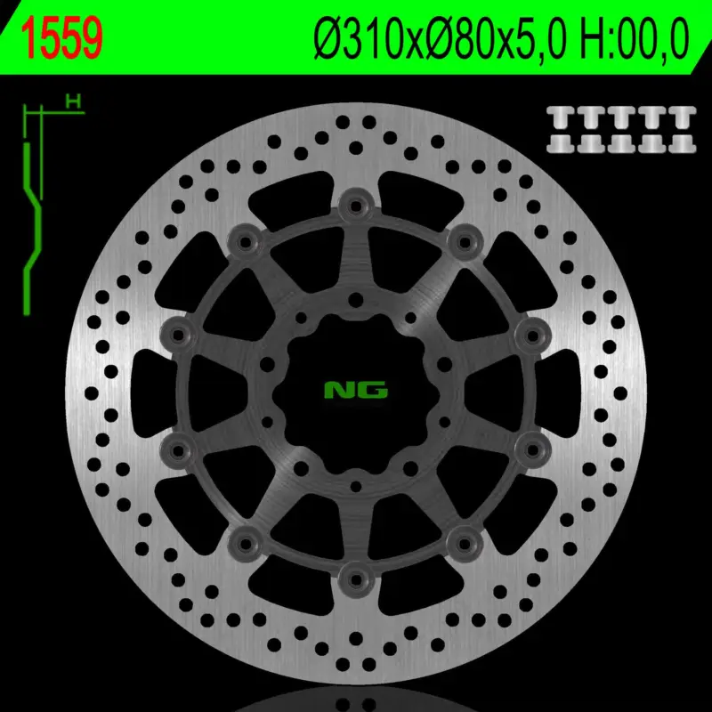 Bezpečná Platba NG přední brzdový kotouč KAWASAKI Z 1000 ABS 15-17, Z 1000 15-17, ZX6R 13-17, Z800 12-18, GTR 1400 07-18, ZZR 1400 06-18 (310X80X5mm) plovoucí