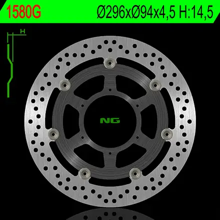 NG přední brzdový kotouč HONDA CB 600F/S HORNET ABS 07-13, CBR 600F ABS 11-13 (296X94X4,5) (6X6,5) (střed hliníkový) - nahrazuje NG1289 Nízká Cena