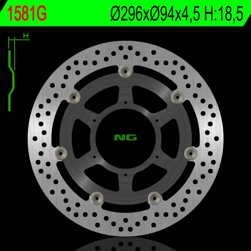 Omezená Nabídka NG přední brzdový kotouč HONDA CBF 600 ABS 08-11, CBF 1000 ABS 06-16, CBR 250 ABS 11-16, CBR 300R ABS 14-20 (296X94X4,5) (prostředek hliníkový) - nahrazuje NG1149