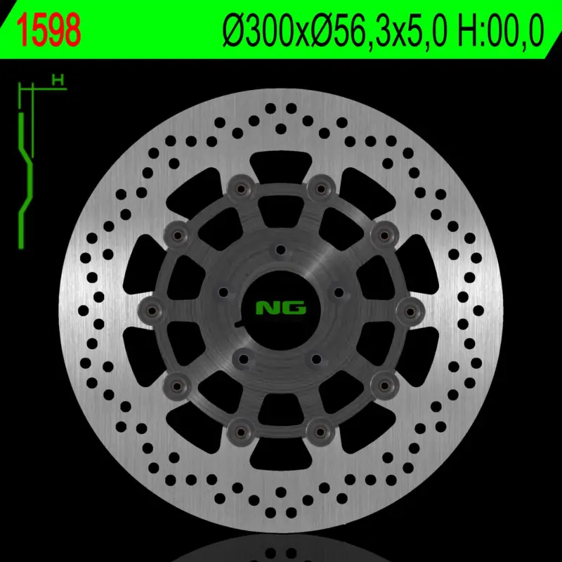 NG přední brzdový kotouč HARLEY DAVIDSON 883/1200/1450/1584/1690/1745/1800/1869/1923 (plovoucí) (300X56,3X5mm) (5X8,5mm) Novinka