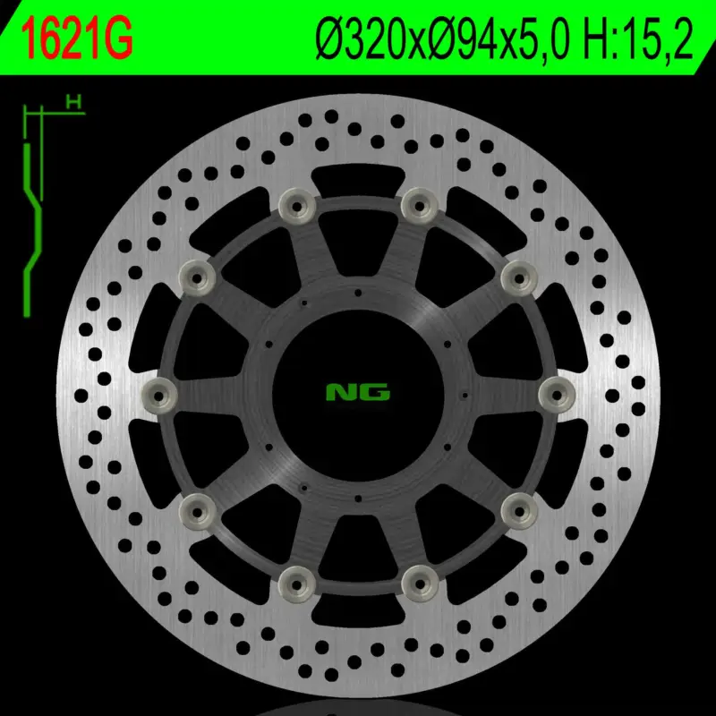 NG přední brzdový kotouč HONDA CBR 1000RR 09-16 (ABS) prostředek hliníkový (320X94X5,0mm) (6X6,5mm) - nahrazuje NG1283 Časově Omezené