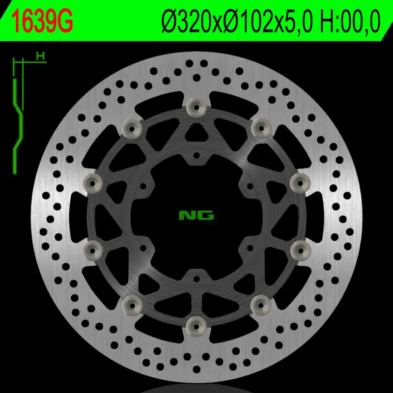 Kup Teď NG přední brzdový kotouč SUZUKI GSXR ABS 1000 17-19 (320X102X5,0mm) (6X8,5mm) plovoucí (prostředek hliníkový)