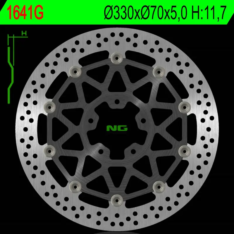 NG přední brzdový kotouč KAWASAKI ZX 10R SE ABS 19-20, ZX 10RR ABS 17-24 (330X70X5,0mm) (5X10,5mm) plovoucí (prostředek hliníkový) Levný