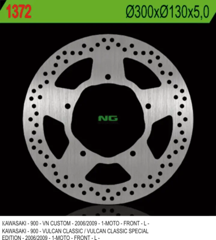 NG brzdový kotouč přední KAWASAKI VN 900 CLASSIC/CUSTOM 06-09 (300X130X5mm) 5 otvorů O průměr 10,5 Víkendová Akce