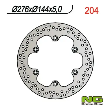 Bezpečná Platba NG přední/zadní brzdový kotouč HONDA CBR 600F (87-94), XL 600V TRANSALP (87-96), X4 (97-99) NT 650V DEAUVILLE (98-12)CBX /VT/FJS/VF, CBR 125R 03-09, TRIUMPH TIGER 900 (93-98) (276X144X5)